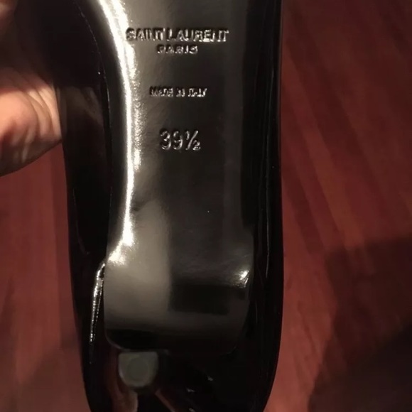 9.5 / 39.5 Saint Laurent Black Patent Kitten heels - Picture 6 of 9